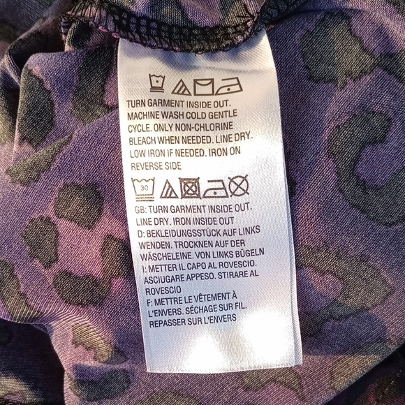 Bob Mackie Purple Leopard Print Top with Lace-Up Detail - Picture 5 of 6